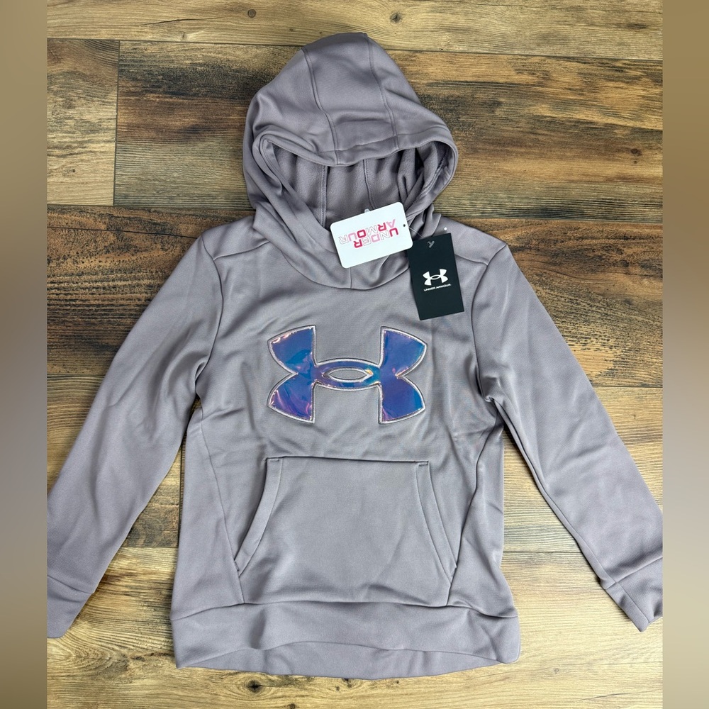 UA Big Girl Iridescent Logo Hoodie - Greyish Purple